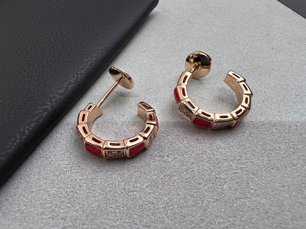 BVLGARI SERPENTI CARNELIAN PINK GOLD EARRINGS