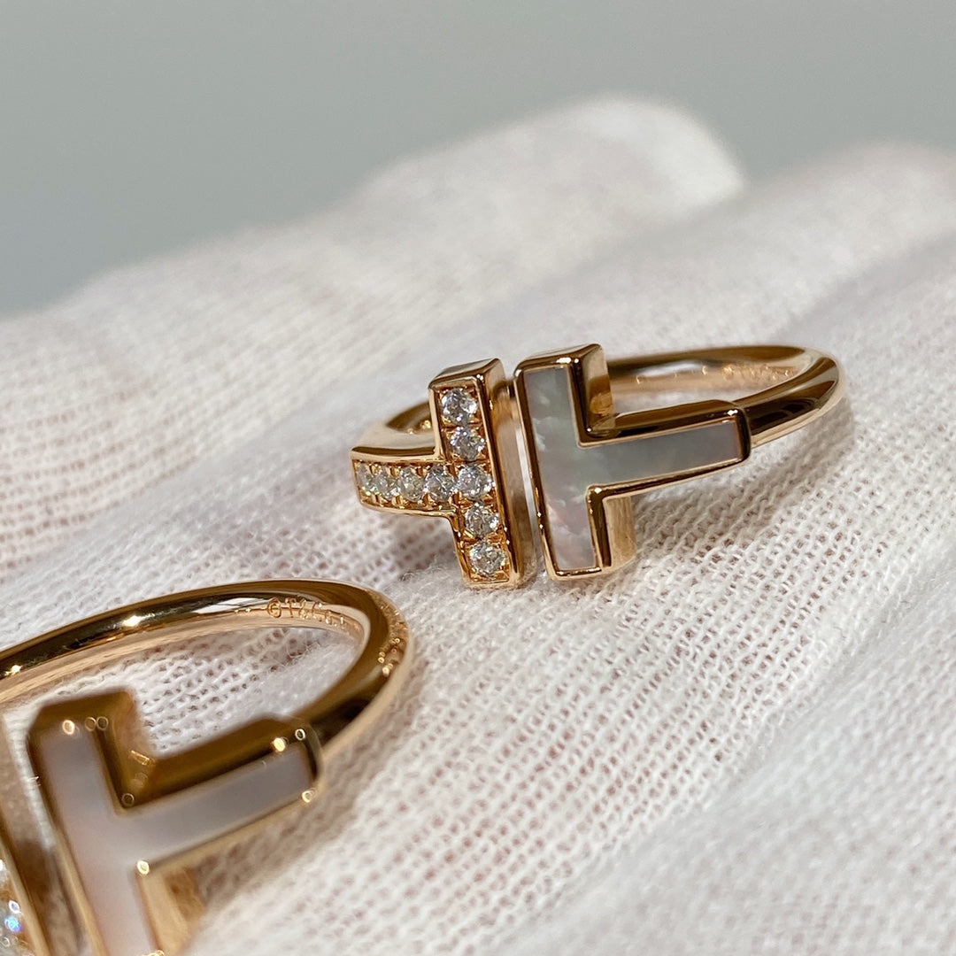 TIFFANY T WIRE MOP DIAMOND RING PINK GOLD