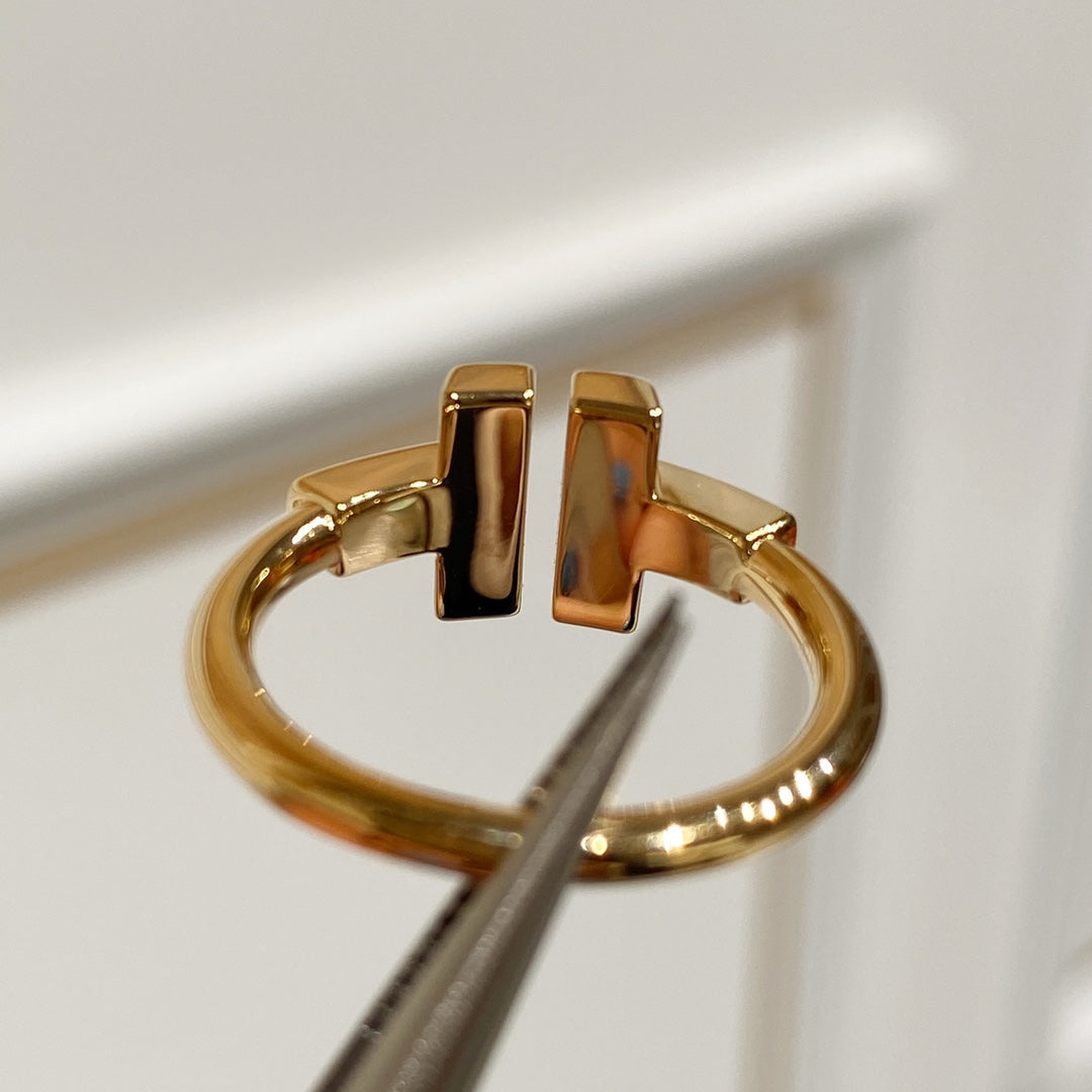 TIFFANY T WIRE MOP RING PINK GOLD
