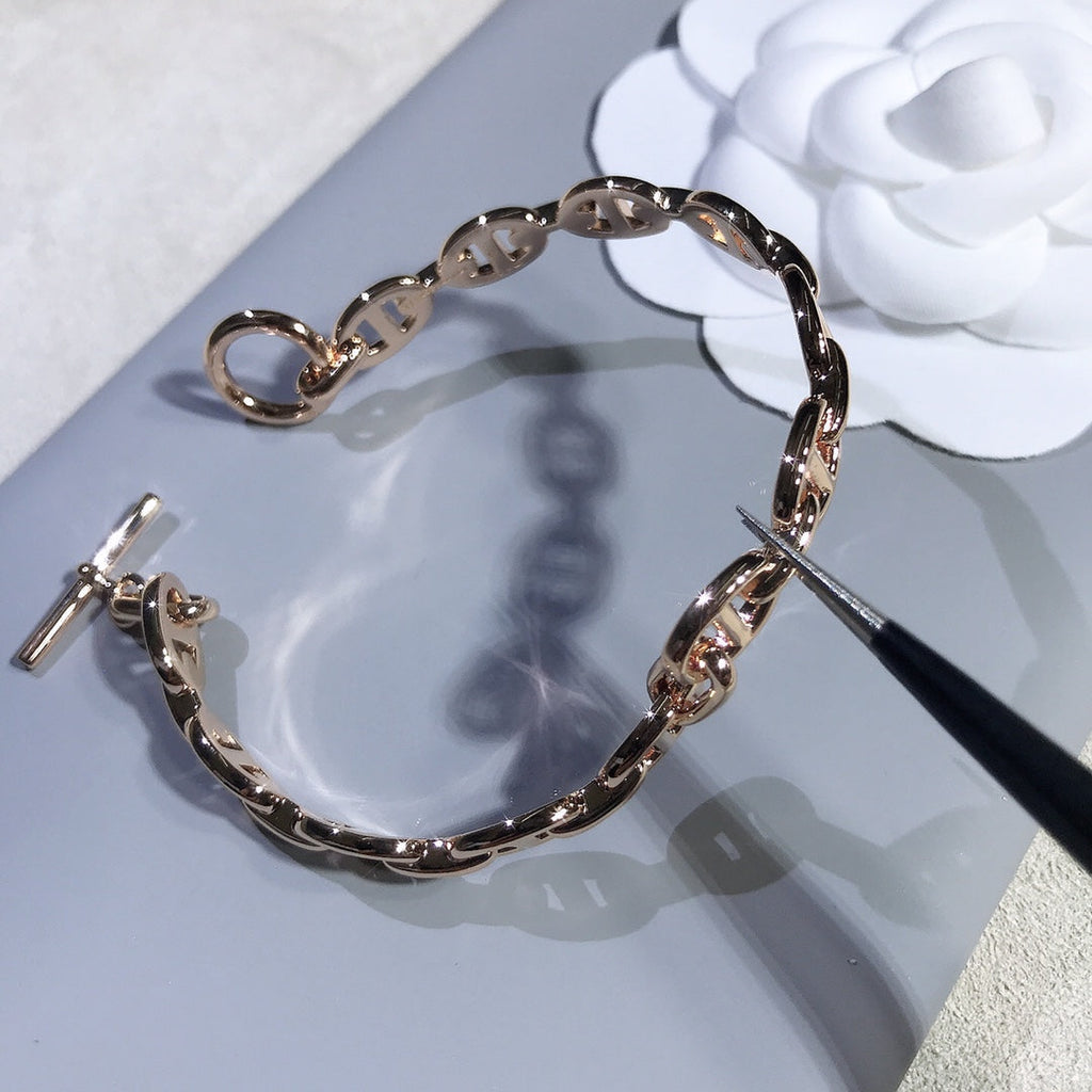 HERMES CHAINE BRACELET PINK GOLD