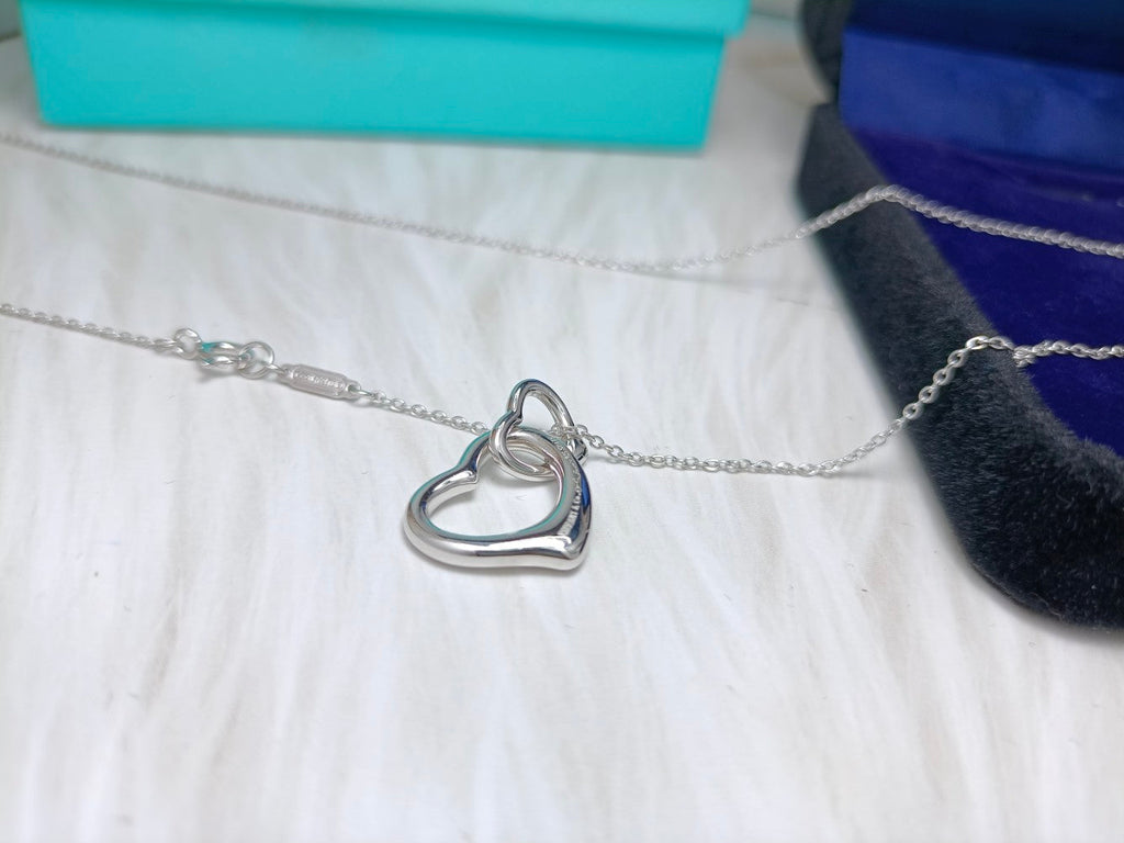 TIFFANY DOUBLE HEART SILVER NECKLACE