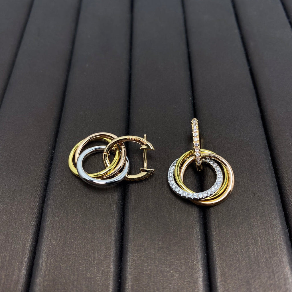 TIFFANY TRINITY EARRINGS GOLD DIAMOND