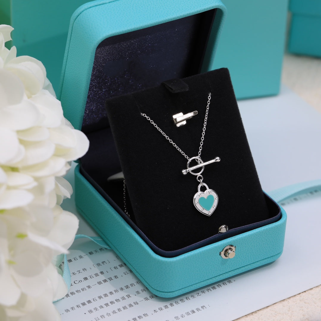 TIFFANY DOUBLE HEART BLUE NECKLACE