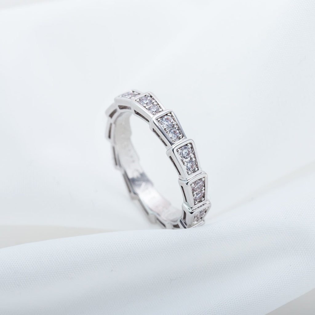 BVLGARI SERPENTI RING SILVER DIAMOND PAVED 3MM
