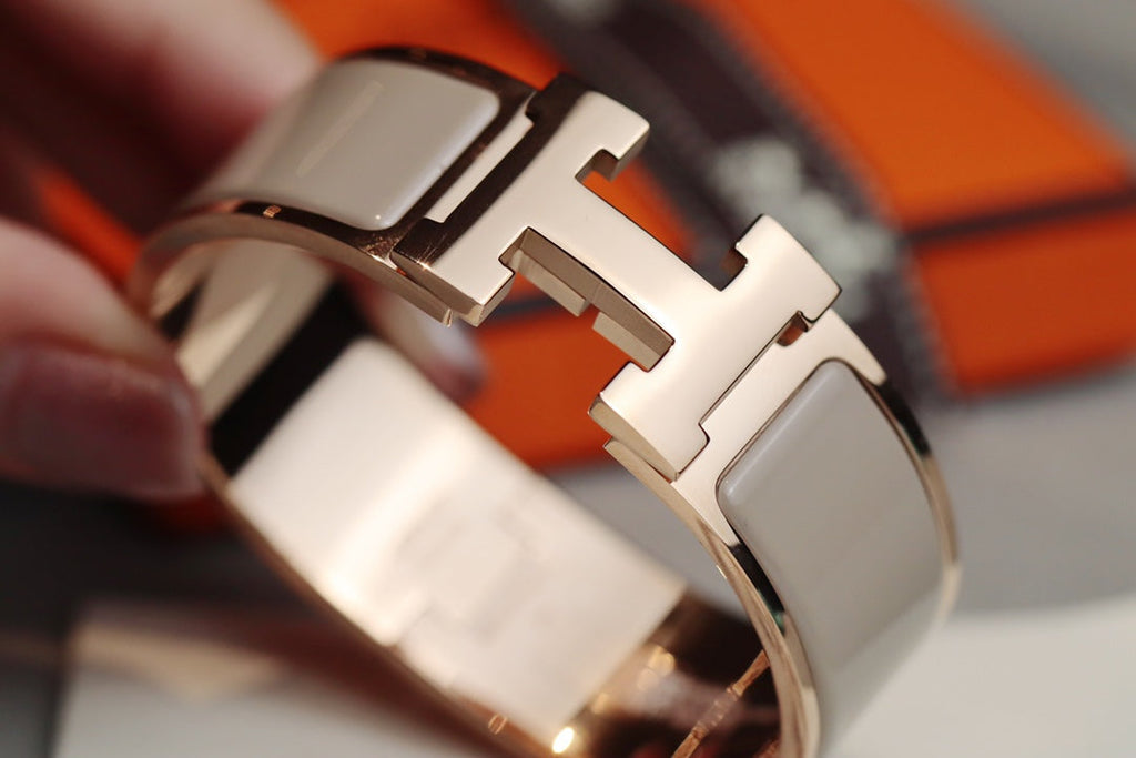 HERMES H BRACELET 18MM PINK GOLD BROWN