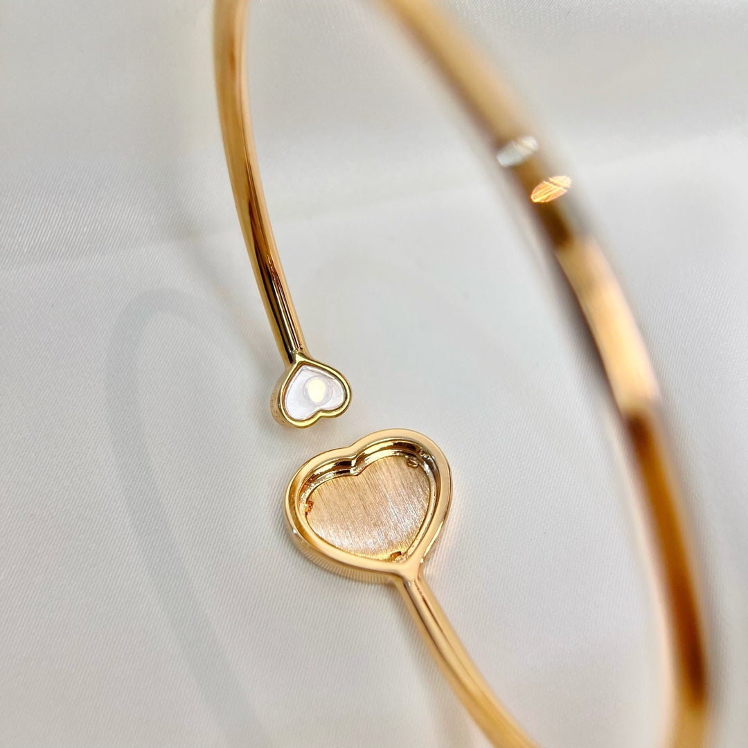 CHOPARD HAPPY HEART BRACELET PINK GOLD TIGER EYE DIAMOND
