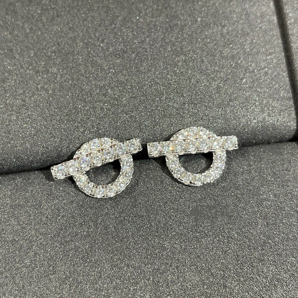HERMES ECHAPPEE MINI DIAMOND STUD EARRINGS