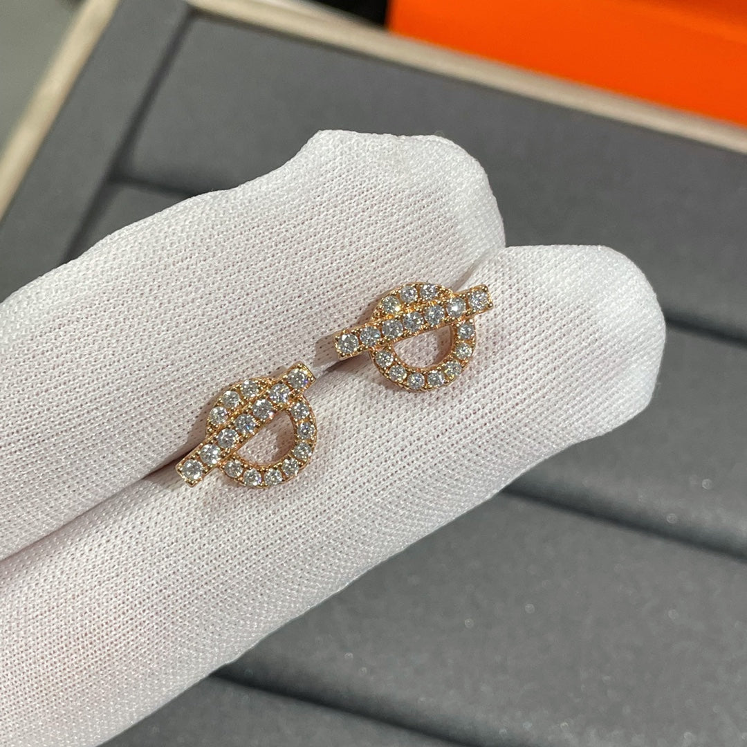 HERMES ECHAPPEE MINI DIAMOND STUD EARRINGS