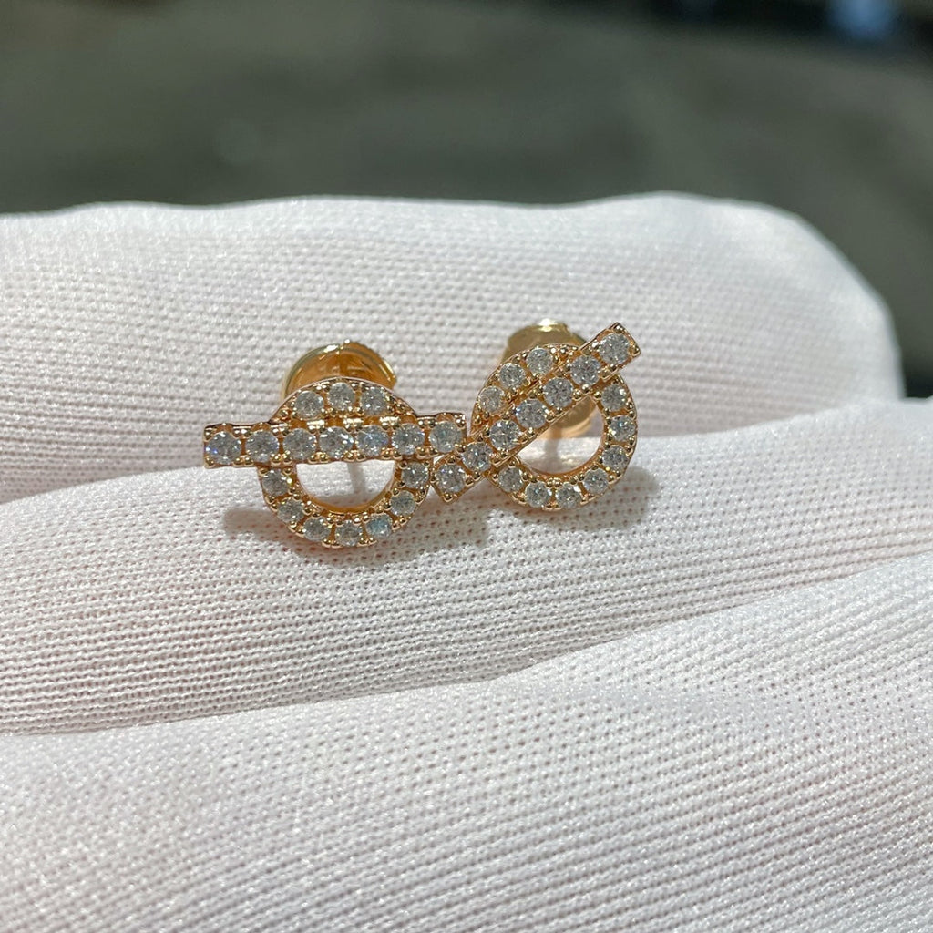 HERMES ECHAPPEE MINI DIAMOND STUD EARRINGS
