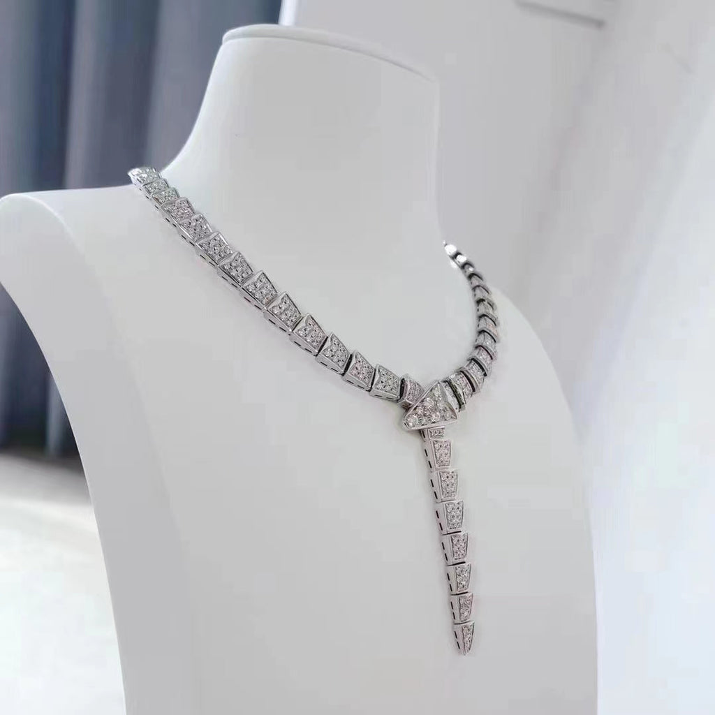 BVLGARI SERPENTI SILVER DIAMOND NECKLACE