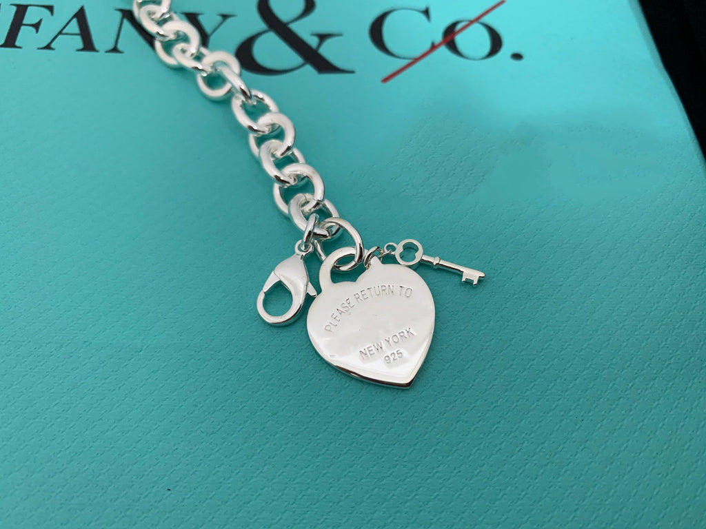 TIFFANY KEY HEART CARD CHUNKY INTERLOCKING BRACELET LENGTH