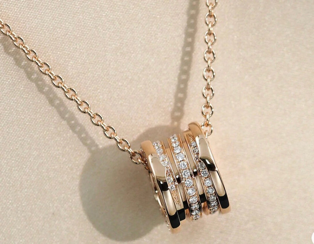 BVLGARI ZERO 1 PINK GOLD DIAMOND NECKLACE