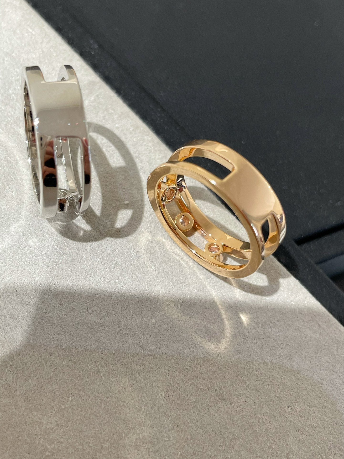 MESSIKA MOVE ROMANE PINK GOLD AND SILVER DIAMOND RING