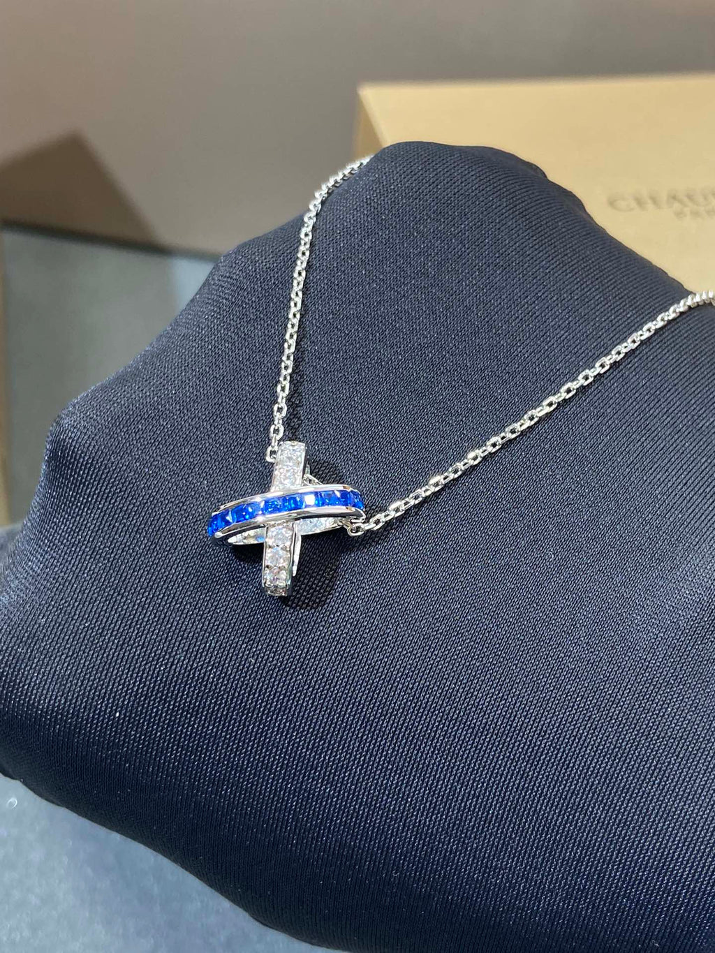 CHAUMET LIENS SILVER BLUE DIAMOND NECKLACE