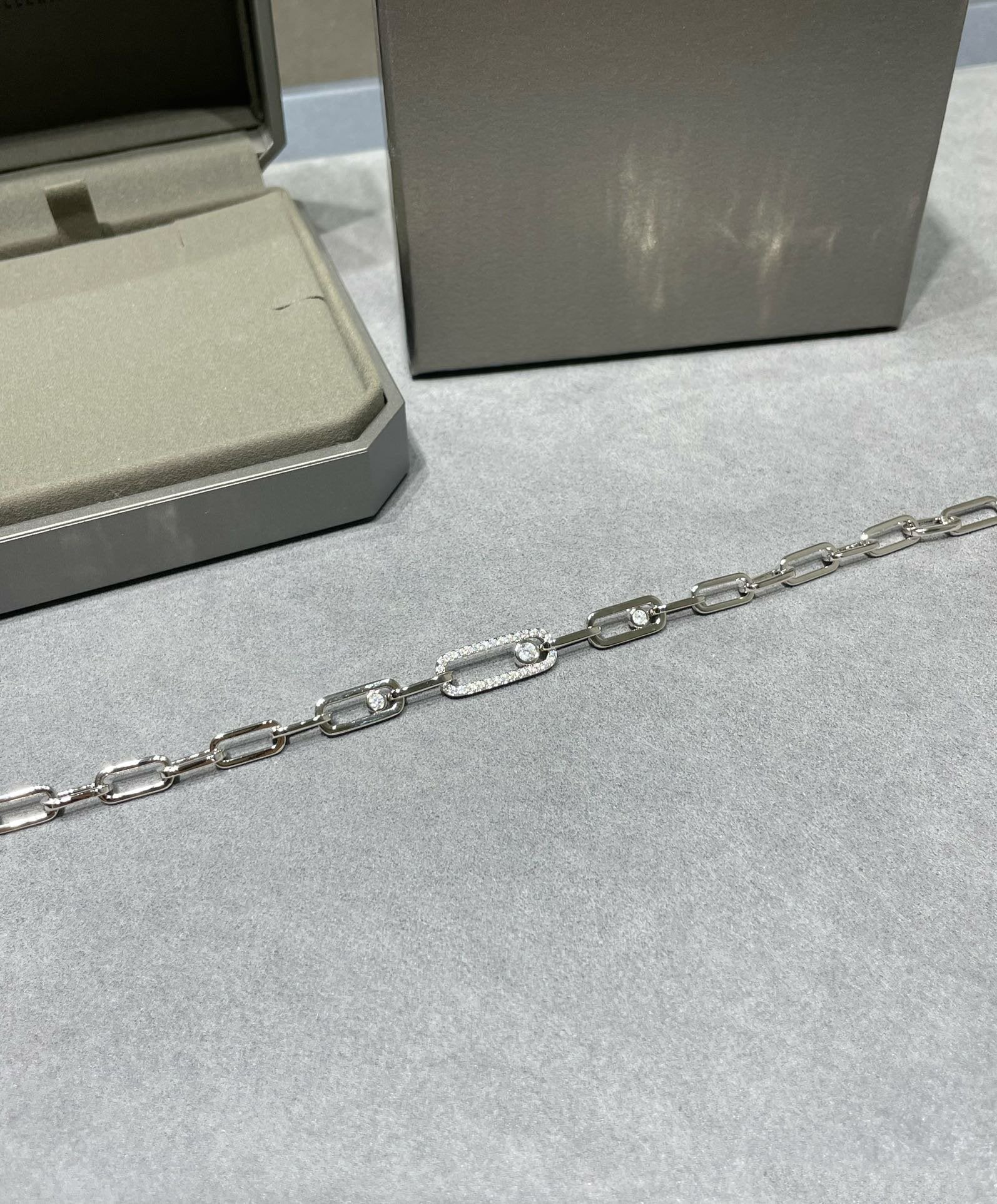 MESSIKA MOVE CHAIN LINK SILVER DIAMOND BRACELET