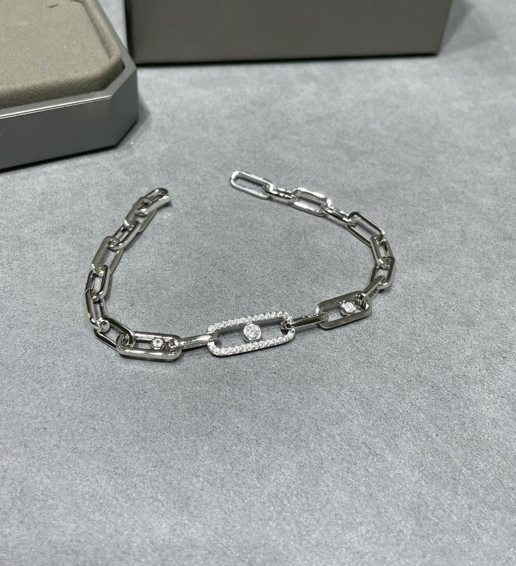 MESSIKA MOVE CHAIN LINK SILVER DIAMOND BRACELET