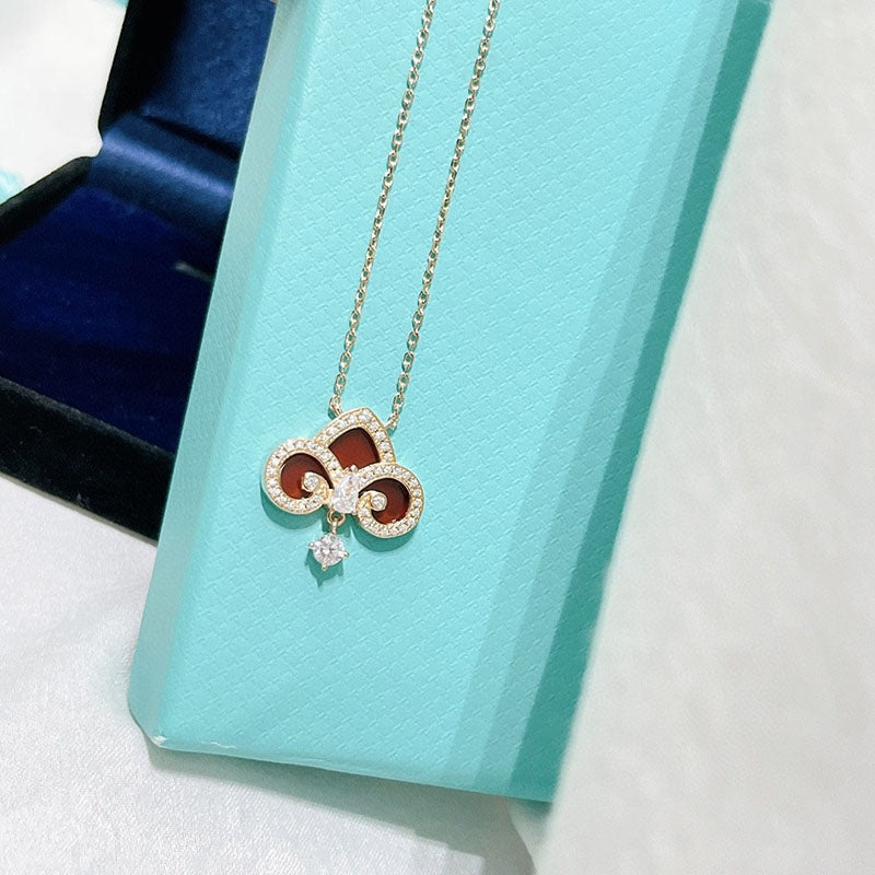 TIFFANY FLEUR DE LIS PINK GOLD DIAMOND NECKLACE
