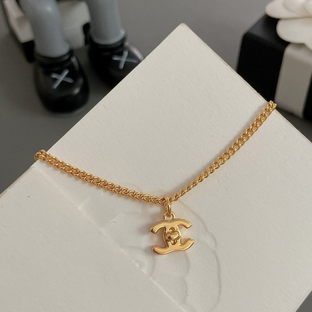 Chanel Lock Gold Chain Necklace