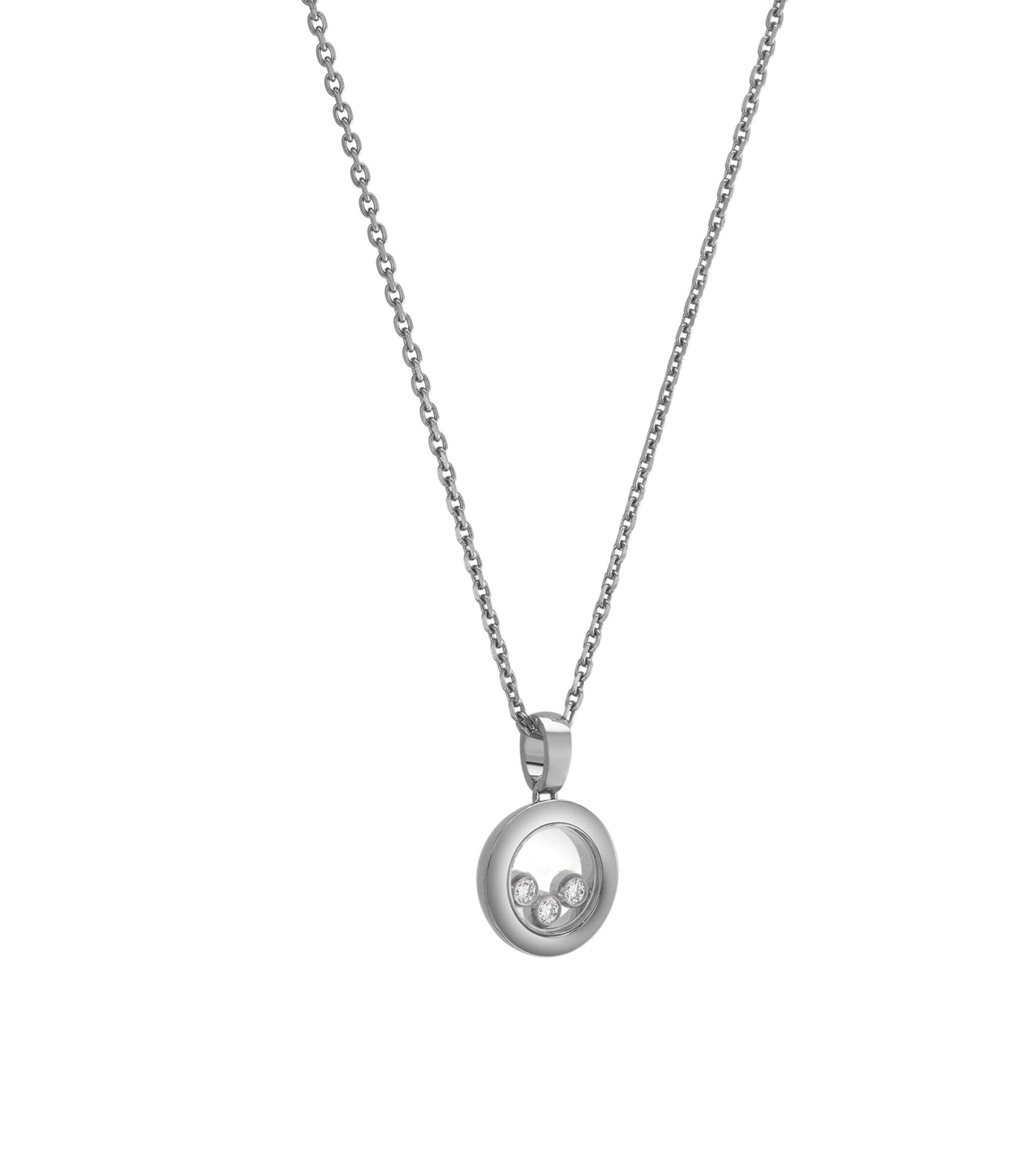 CHOPARD HAPPY PEDANT SILVER 3 DIAMOND NECKLACE