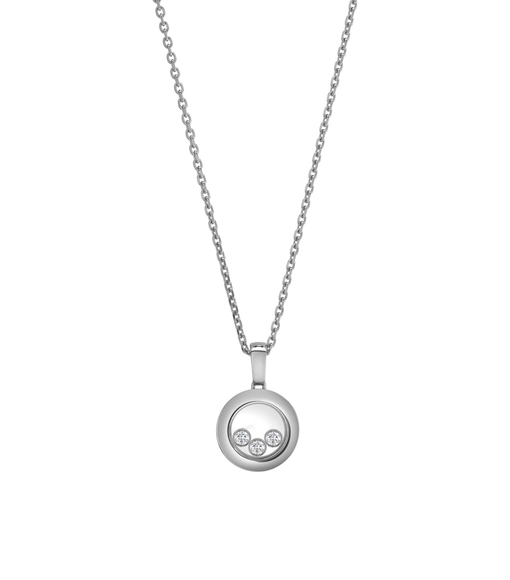 CHOPARD HAPPY PEDANT SILVER 3 DIAMOND NECKLACE