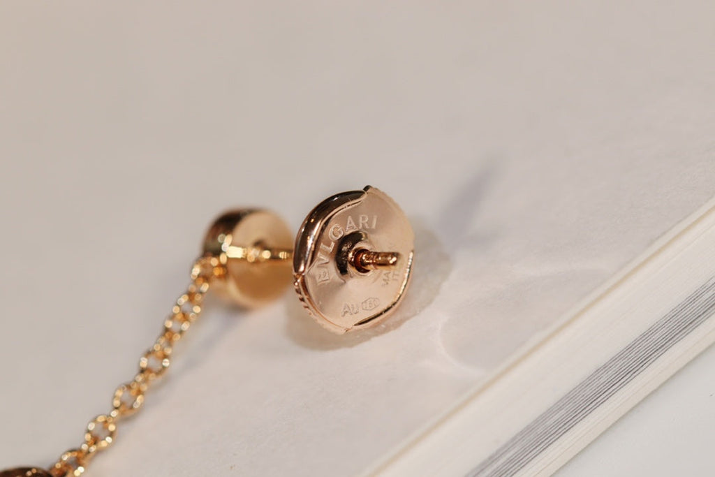 BVLGARI BVL EARRINGS DROP WHITE PINK GOLD
