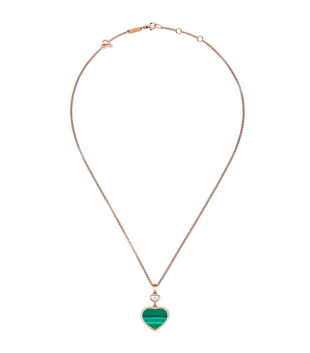 CHOPARD HAPPY HEART MALACHITE NECKLACE PINK GOLD DIAMOND