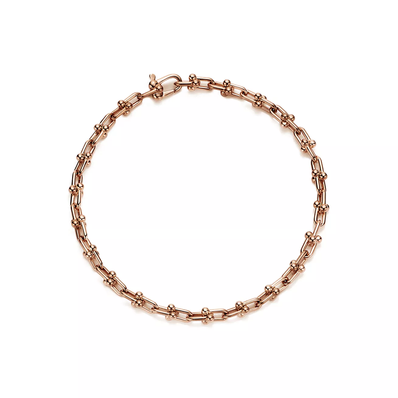 TIFFANY HARDWEAR MICRO LINK 44 MOTIF PINK GOLD BRACELET