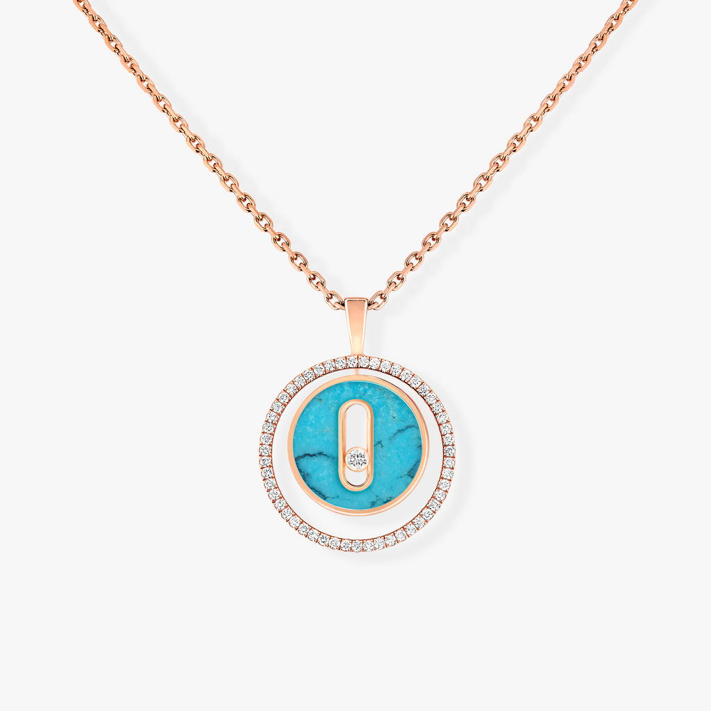 MESSIKA LUCKY MOVE 1 DIAMOND TURQUOISE PINK GOLD DIAMOND NECKLACE