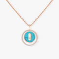 MESSIKA LUCKY MOVE 1 DIAMOND TURQUOISE PINK GOLD DIAMOND NECKLACE