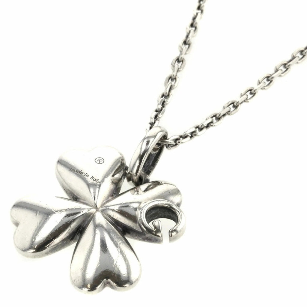 GUCCI GG SILVER CLOVER NECKLACE