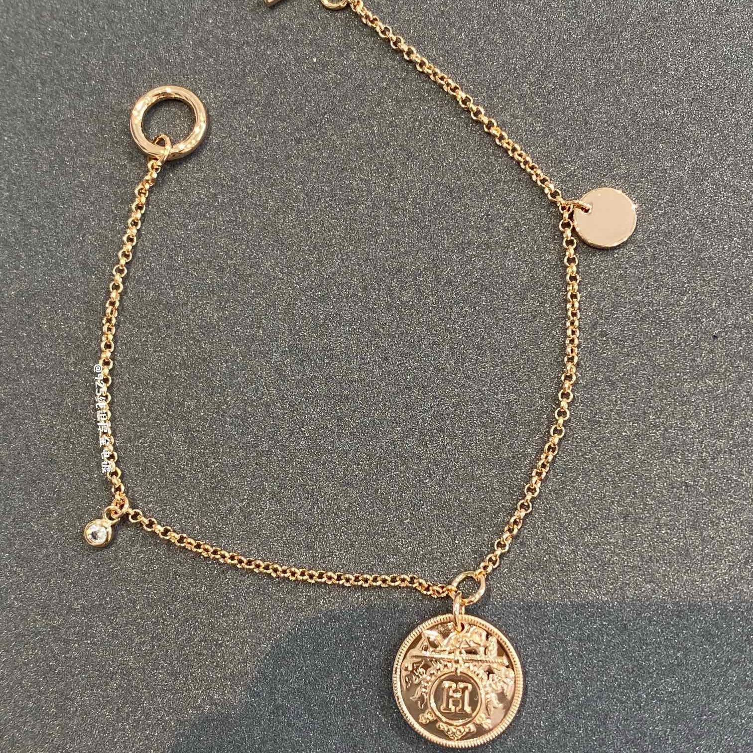 HERMES H Classic Gold Coin Bracelet