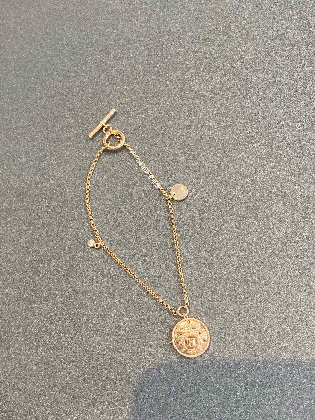 HERMES H Classic Gold Coin Bracelet