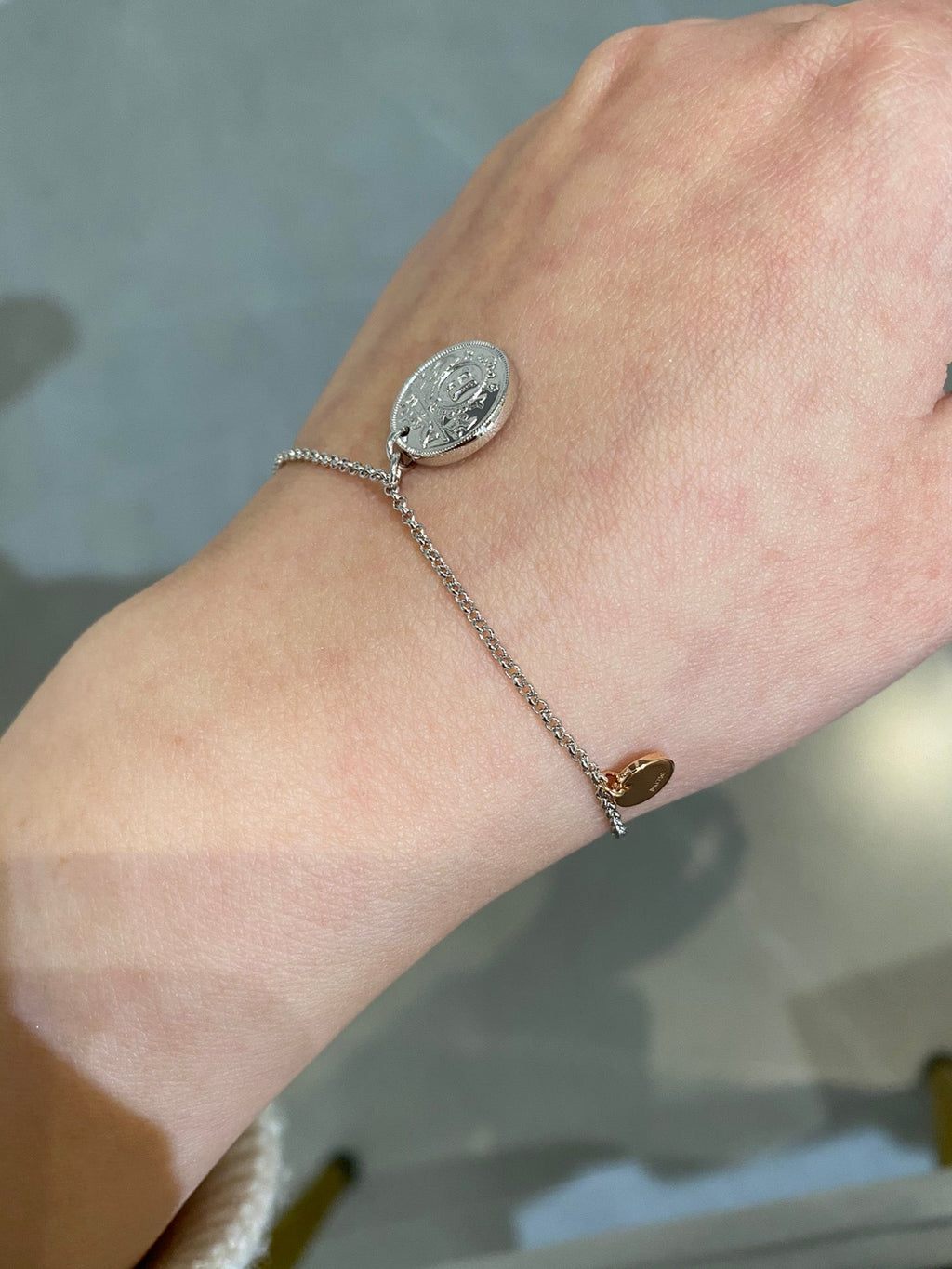 HERMES H Classic Sliver Coin Bracelet
