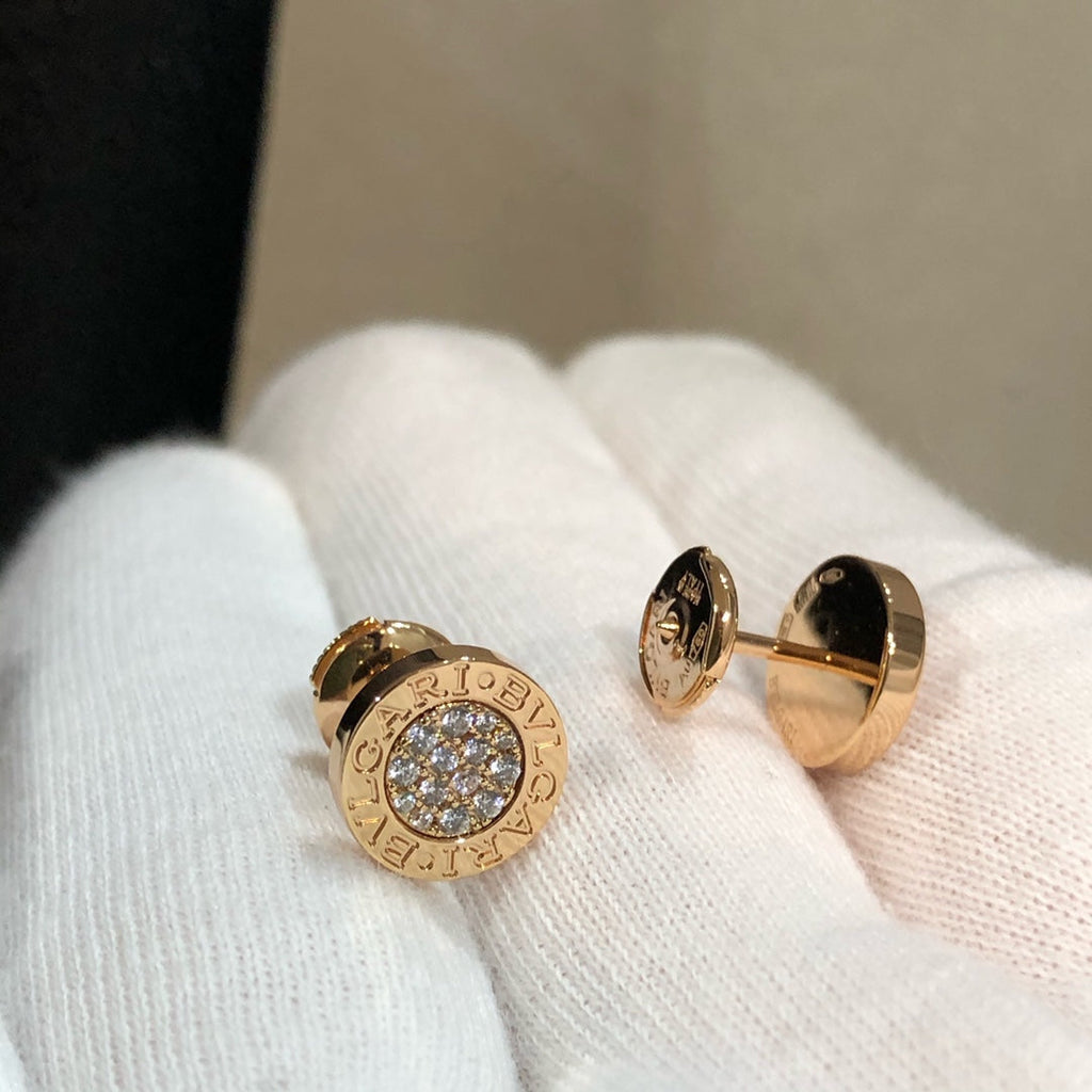 BVLGARI BVL EARRINGS CLUSTER PINK GOLD DIAMOND