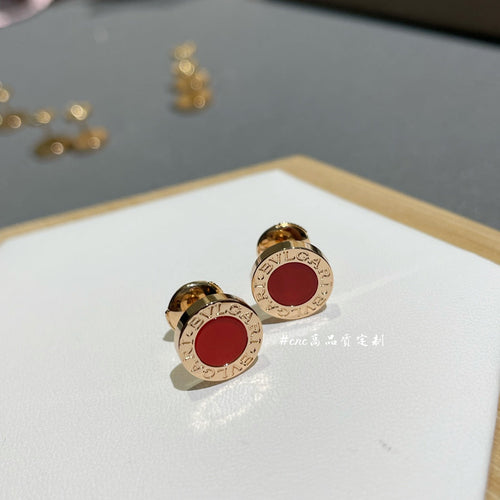 BVLGARI BVL EARRINGS CLUSTER CARNELIAN PINK GOLD