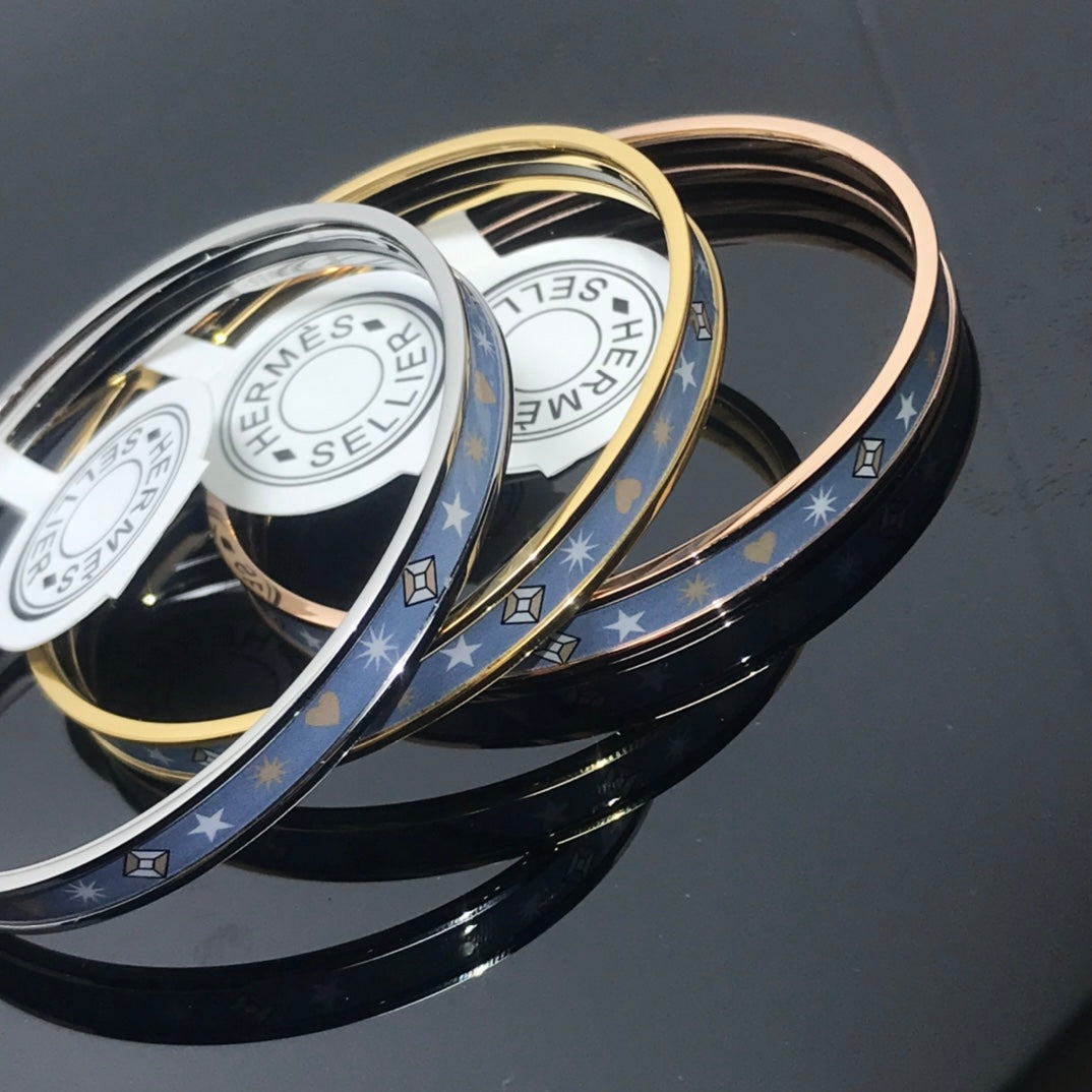 HERMES H Uni Bangle Blue Bracelet