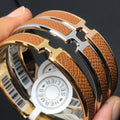 HERMES H Pig Nose Camel Brown Bracelet