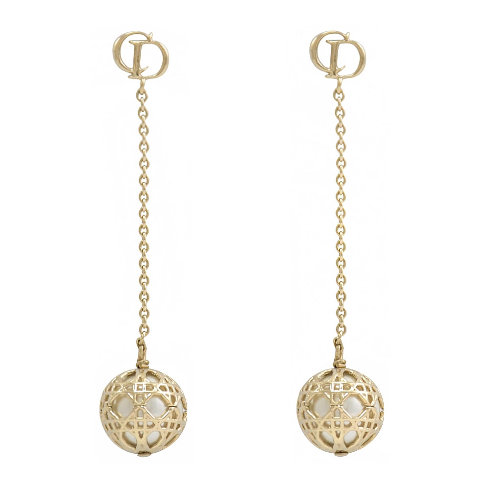 DIOR CD BALL DROP GOLD EARRINGS