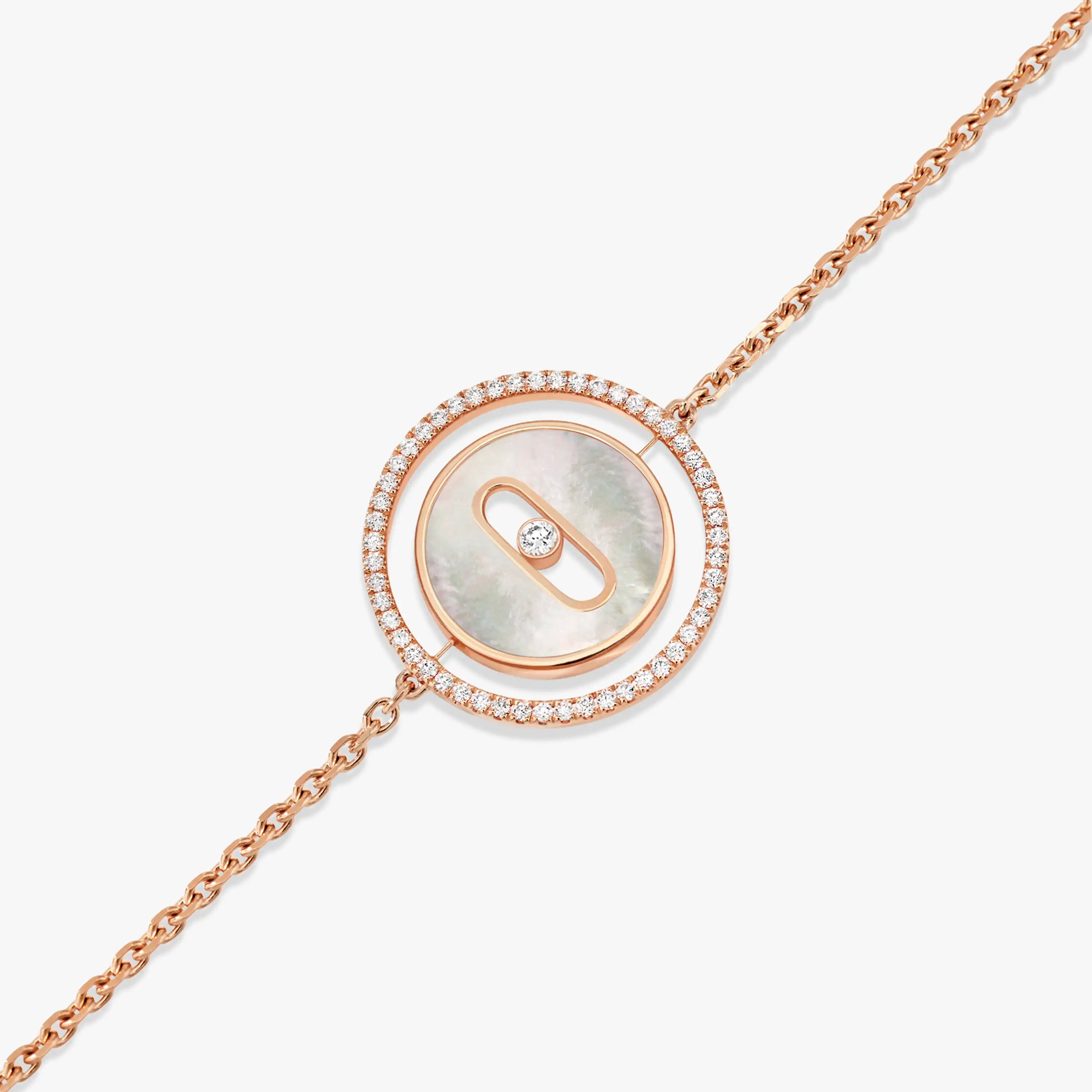 MESSIKA LUCKY MOVE WHITE MOTHER OF PEARL PINK GOLD DIAMOND BRACELET