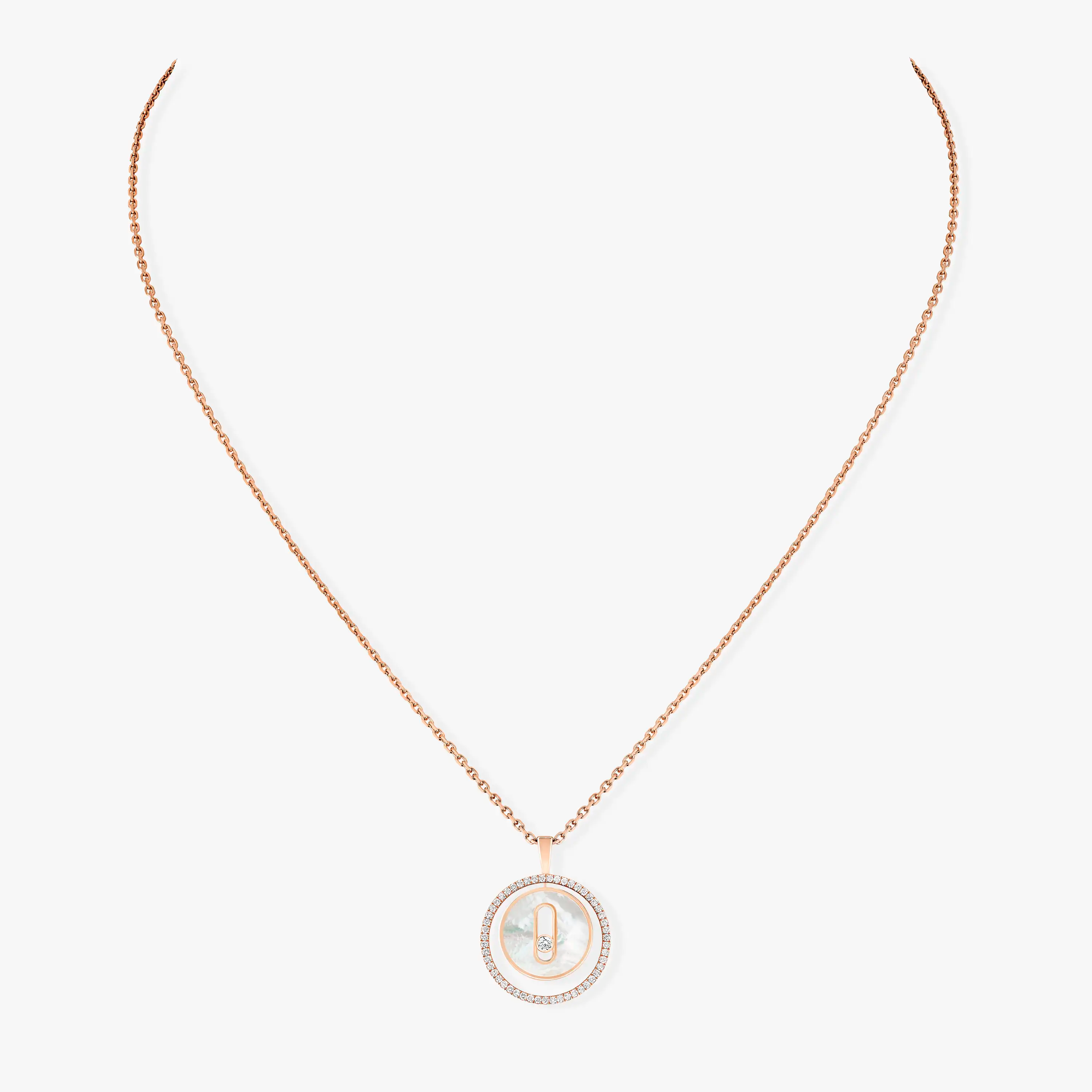 MESSIKA LUCKY MOVE 1 DIAMOND WHITE MOTHER OF PEARL PINK GOLD DIAMOND NECKLACE