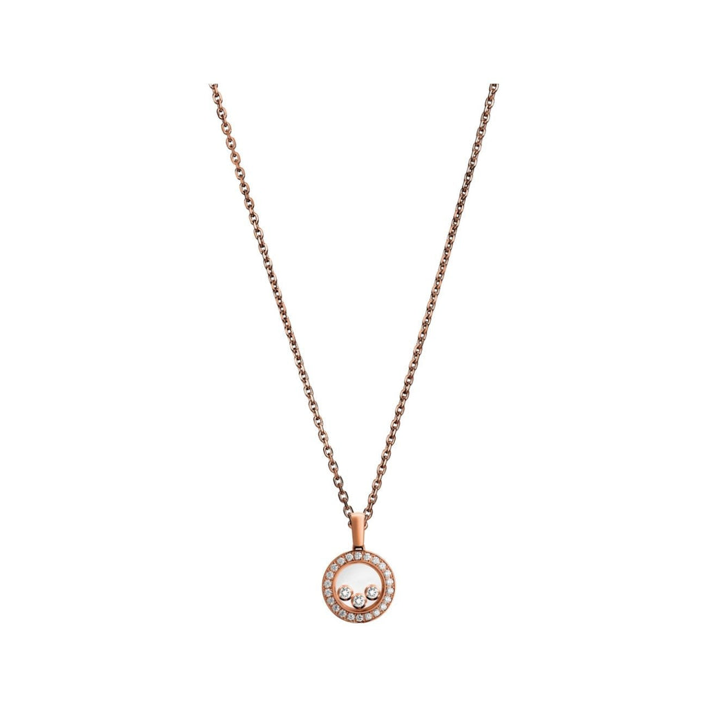 CHOPARD HAPPY HEART DIAMOND PINK GOLD NECKLACE