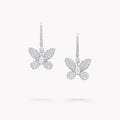 GRAFF BUTTERFLY SILVER DIAMOND PAVED DROP EARRINGS