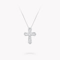 GRAFF BAGUETTE CUT SILVER DIAMOND CROSS NECKLACE
