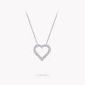 GRAFF SPIRAL HEART SILHOUETTE PAVED SILVER DIAMOND NECKLACE