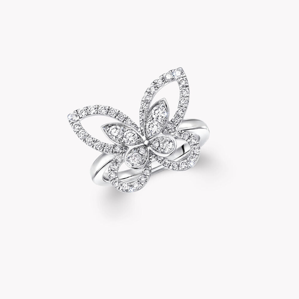 GRAFF BUTTERFLY SILHOUETTE SILVER DIAMOND RING