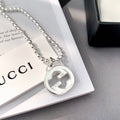 GUCCI INTERLOCKING NECKLACE G PENDANT  STERLING SILVER