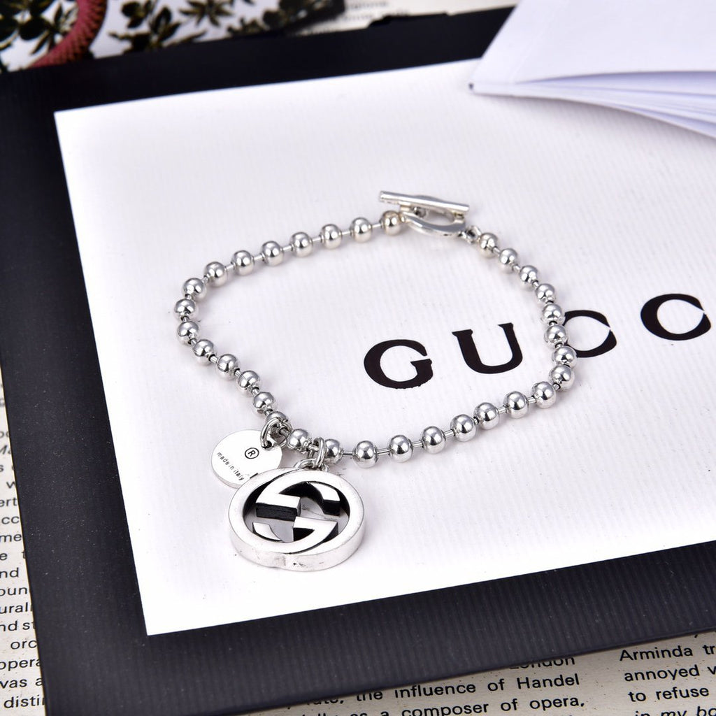 GUCCI GG BOULE PLATED SILVER CHARM BRACELET