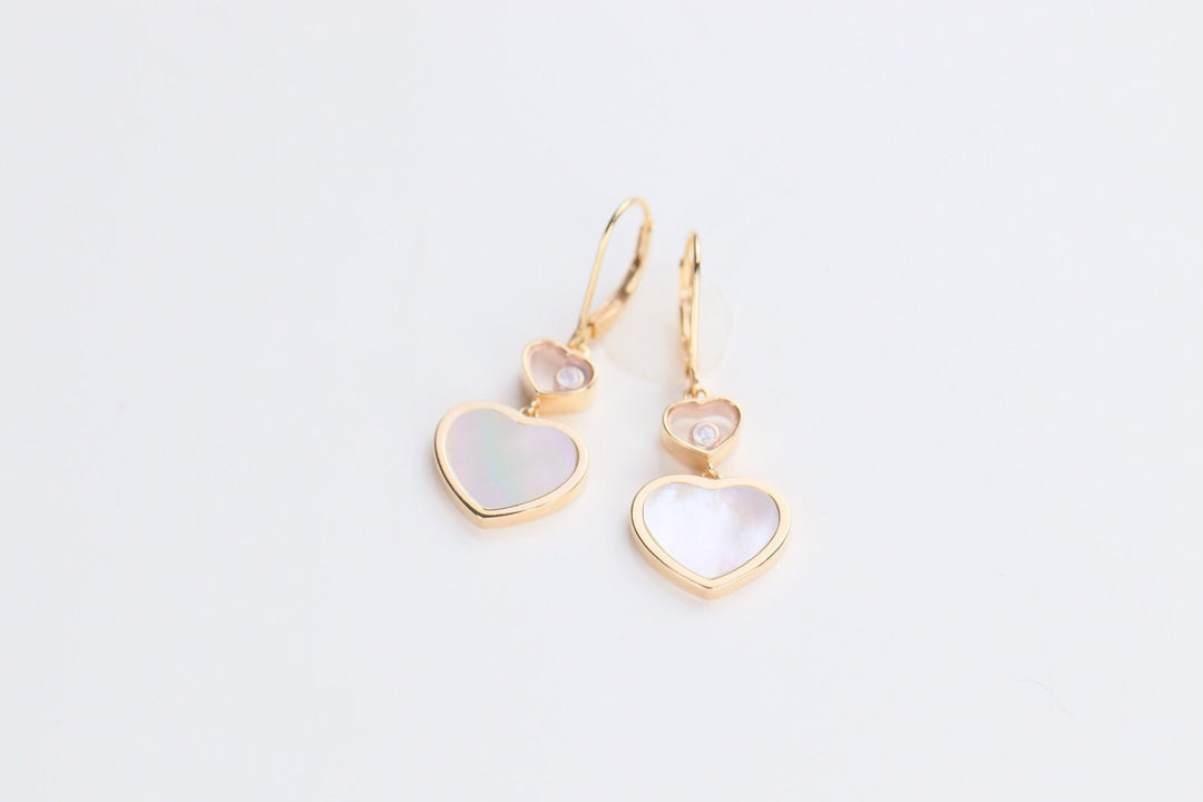 CHOPARD HAPPY HEART EARRINGS MOP PINK GOLD DIAMOND