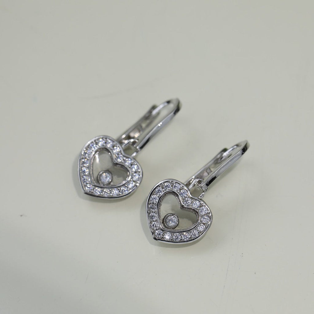 CHOPARD HAPPY HEART SILVER EARRINGS DIAMOND