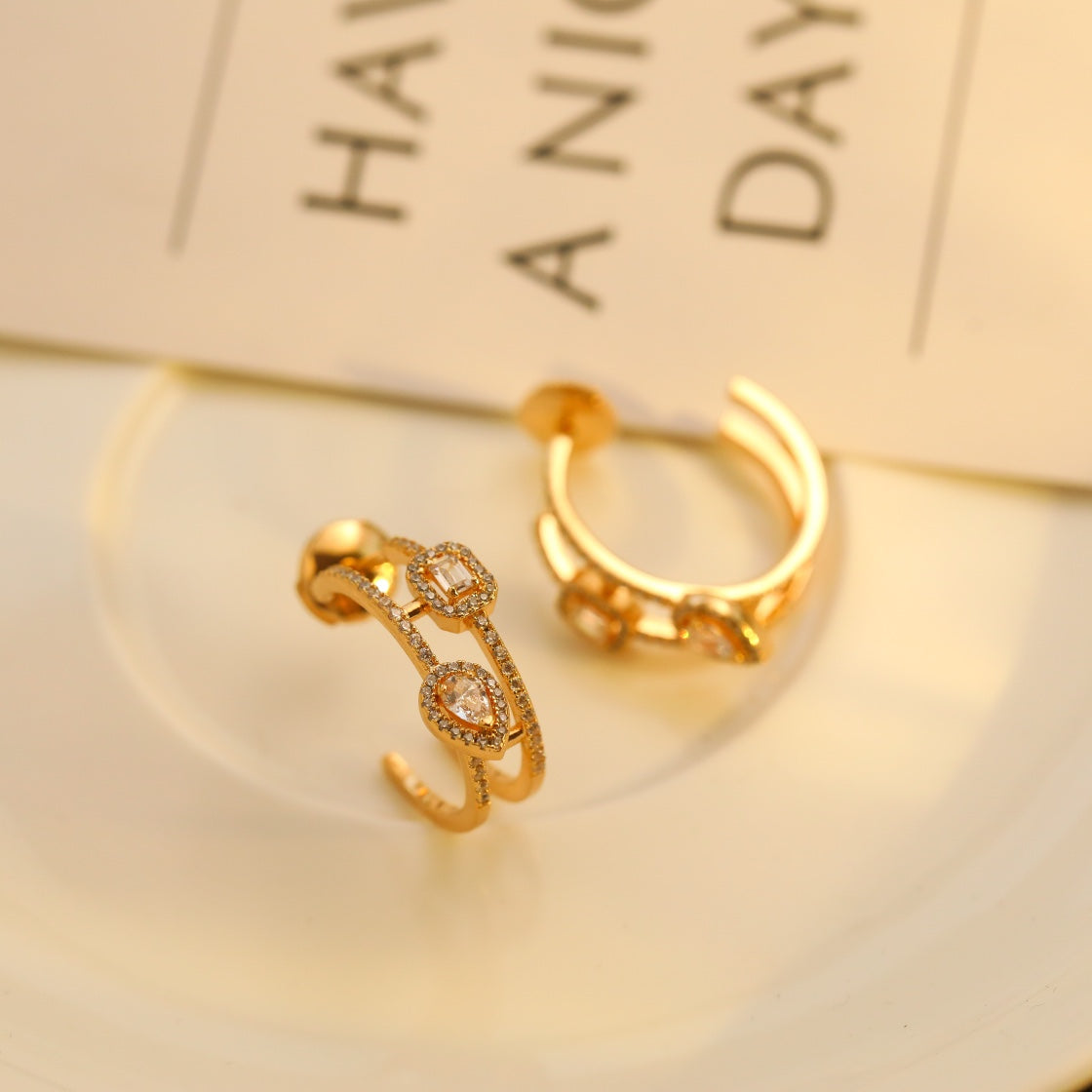 MESSIKA CREOLES MY TWIN 2 RANGS SILVER DIAMOND EARRINGS